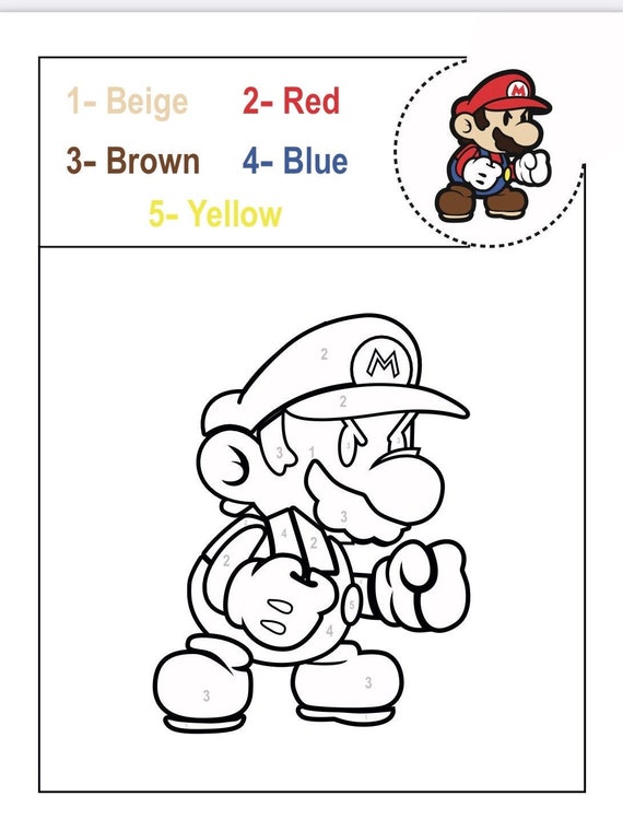 Mario and friends color by number pdf