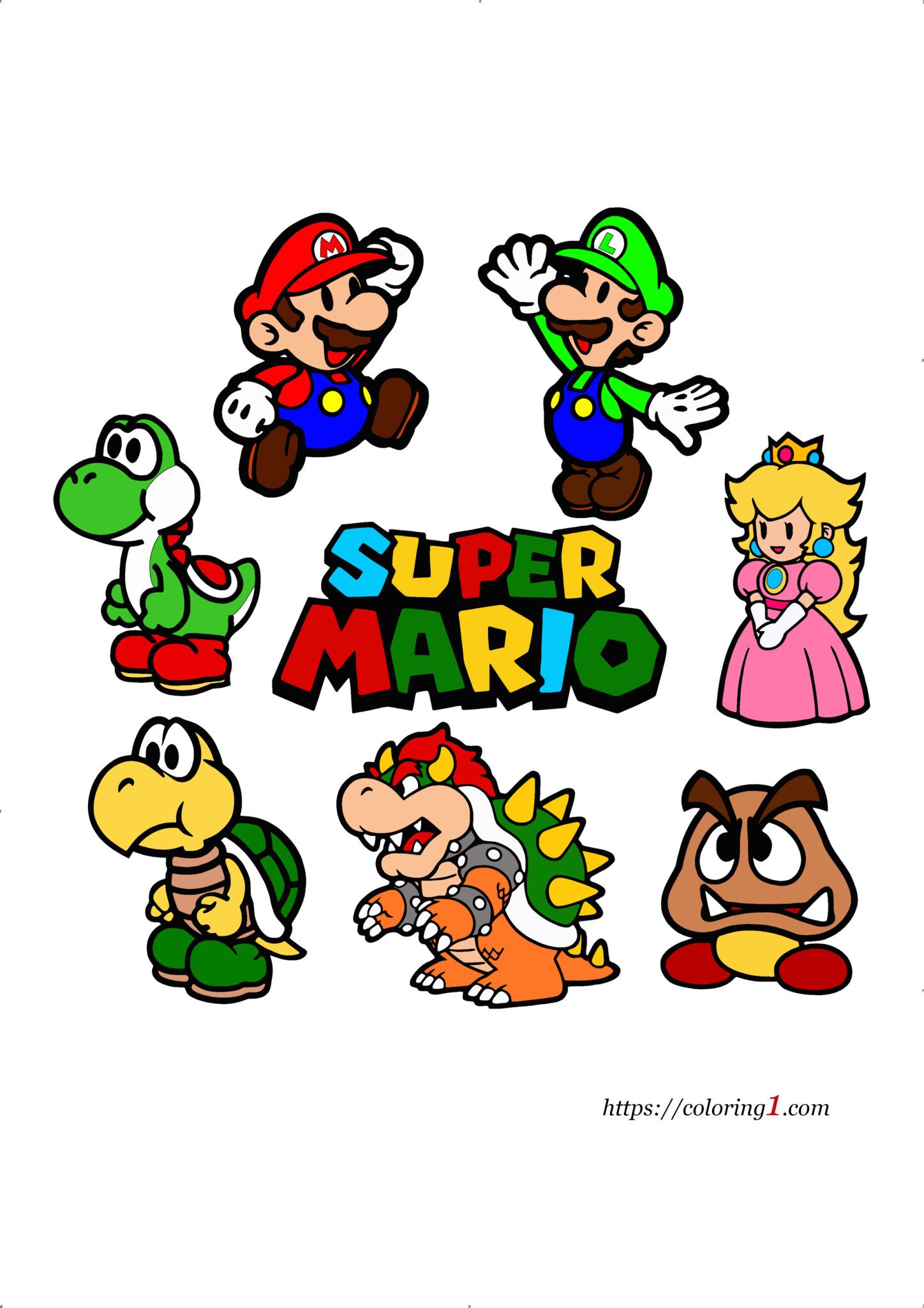 Mario characters coloring pages