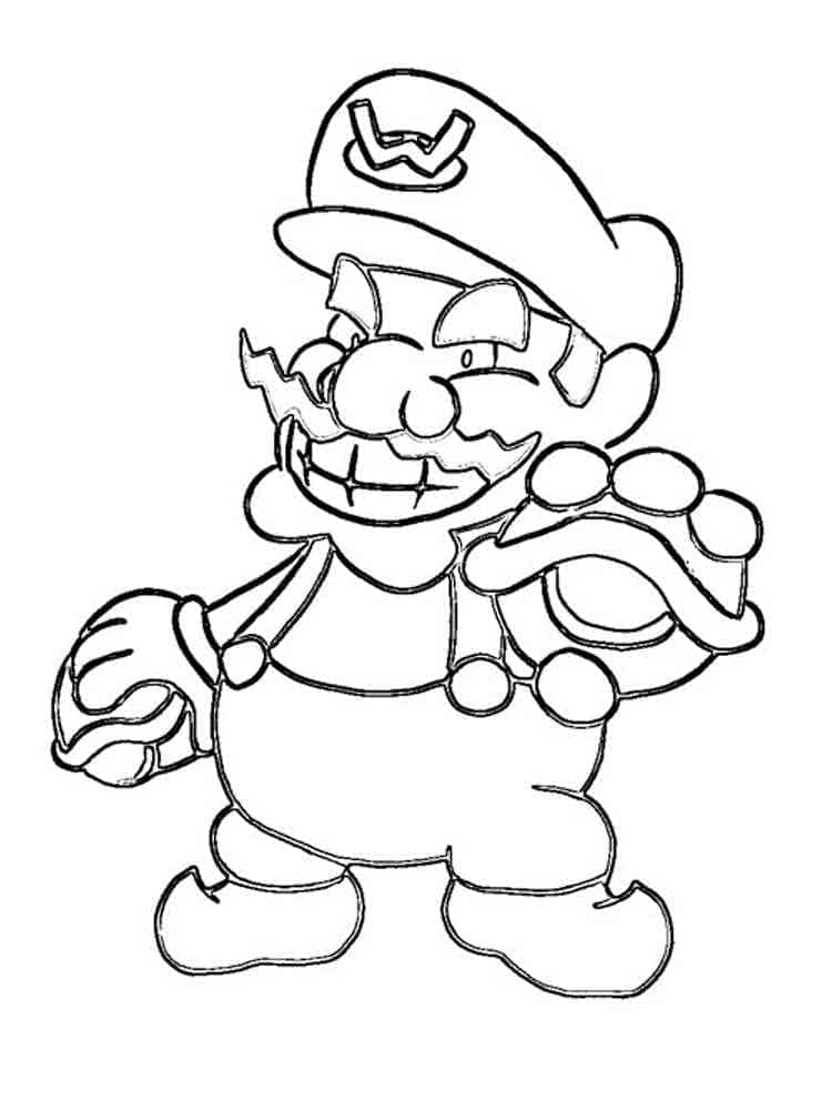 Wario and money bag coloring page