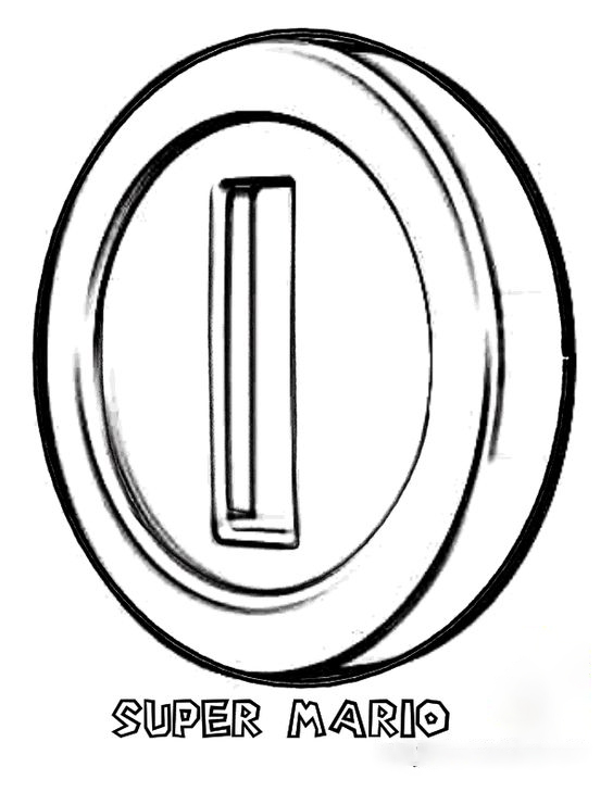 Coin in mario games coloring page