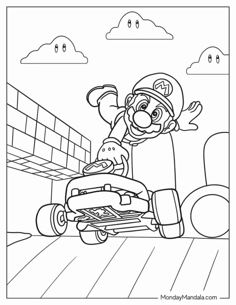 Mario kart coloring pages free pdf printables