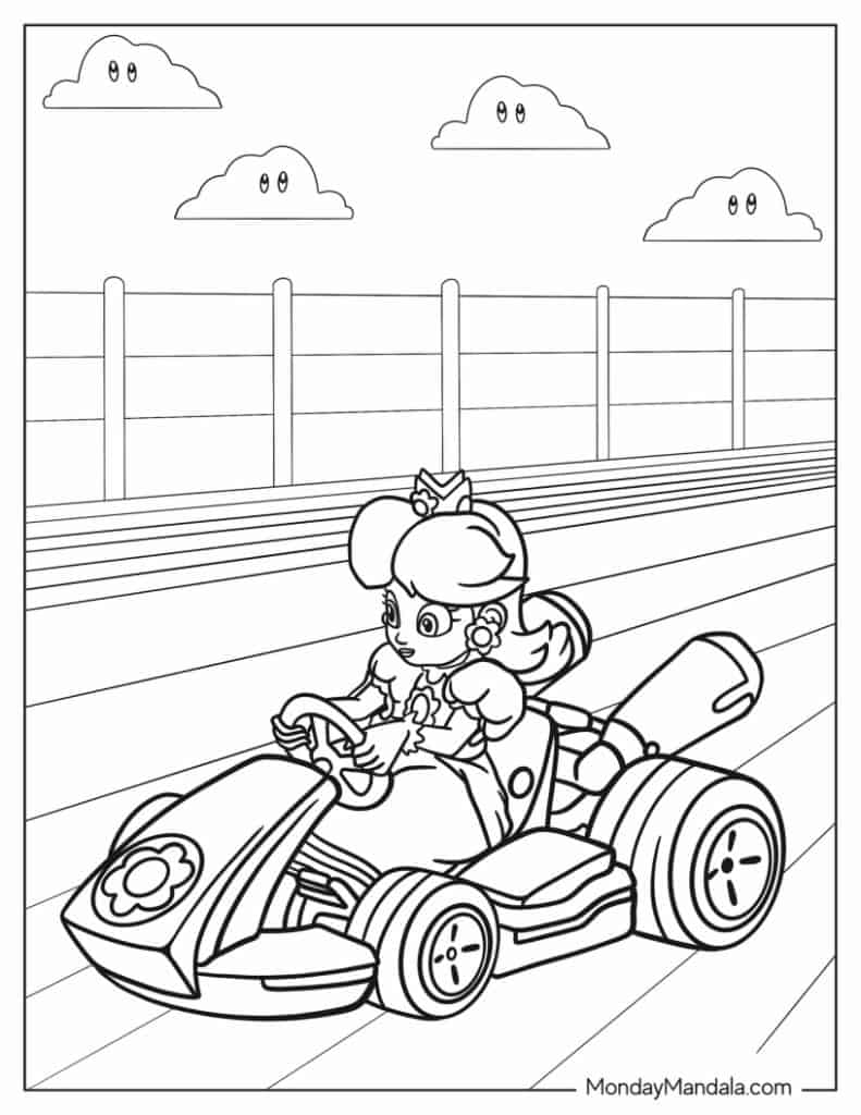 Mario kart coloring pages free pdf printables