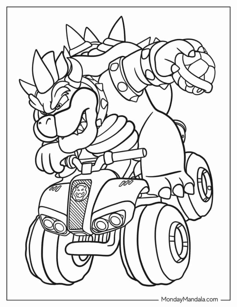 Mario kart coloring pages free pdf printables