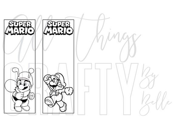 Super mario printable coloring bookmarks pdf files individual bookmarks