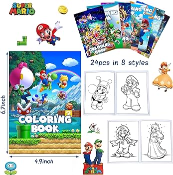Pcs mario coloring books bulk for kids mini diy drawing book set for mario party favors birthday gifts party favors class activity supplies decorations toys games
