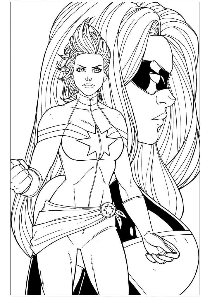 Captain marvel from ics coloring page
