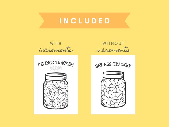 K savings challenge printable savings tracker in mason jar instant download coloring page