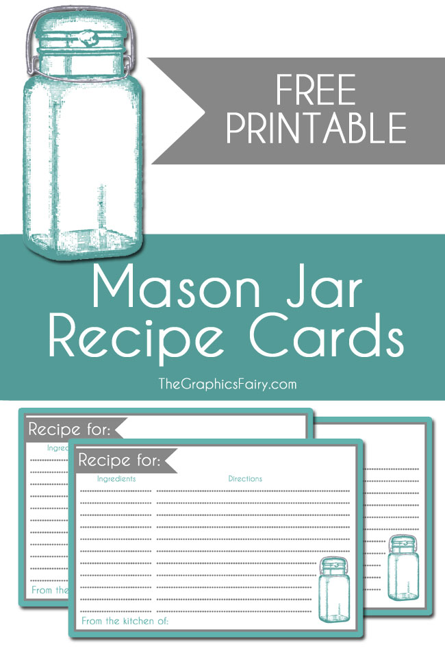 Mason jar recipe card printable