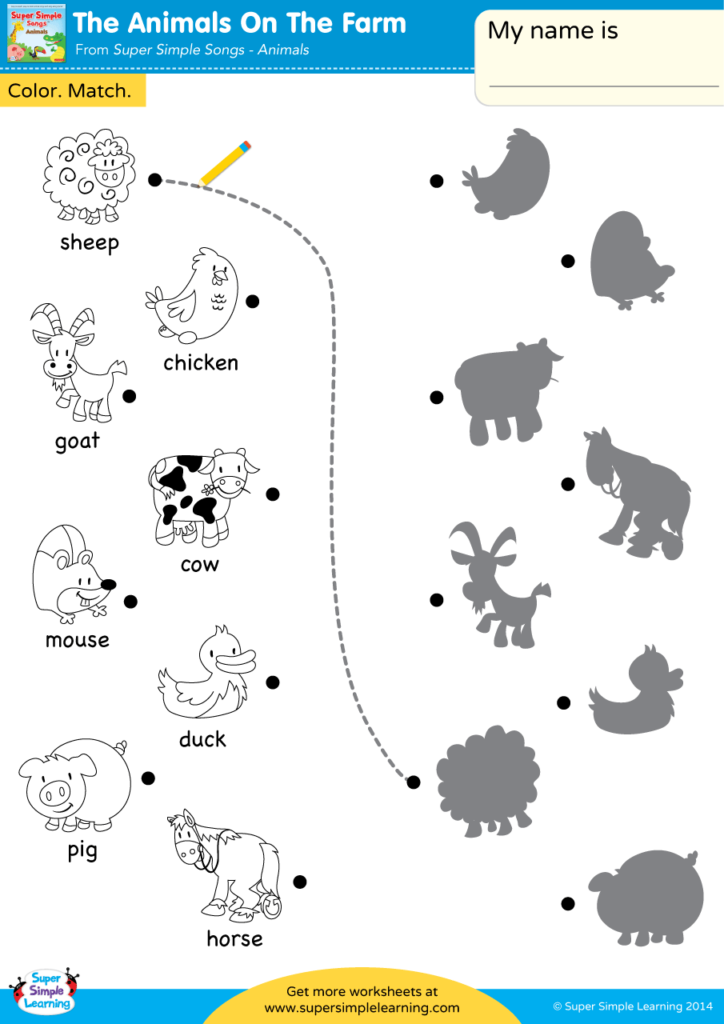 The animals on the farm worksheet