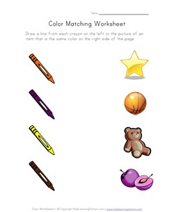 Matching colors worksheets all kids network