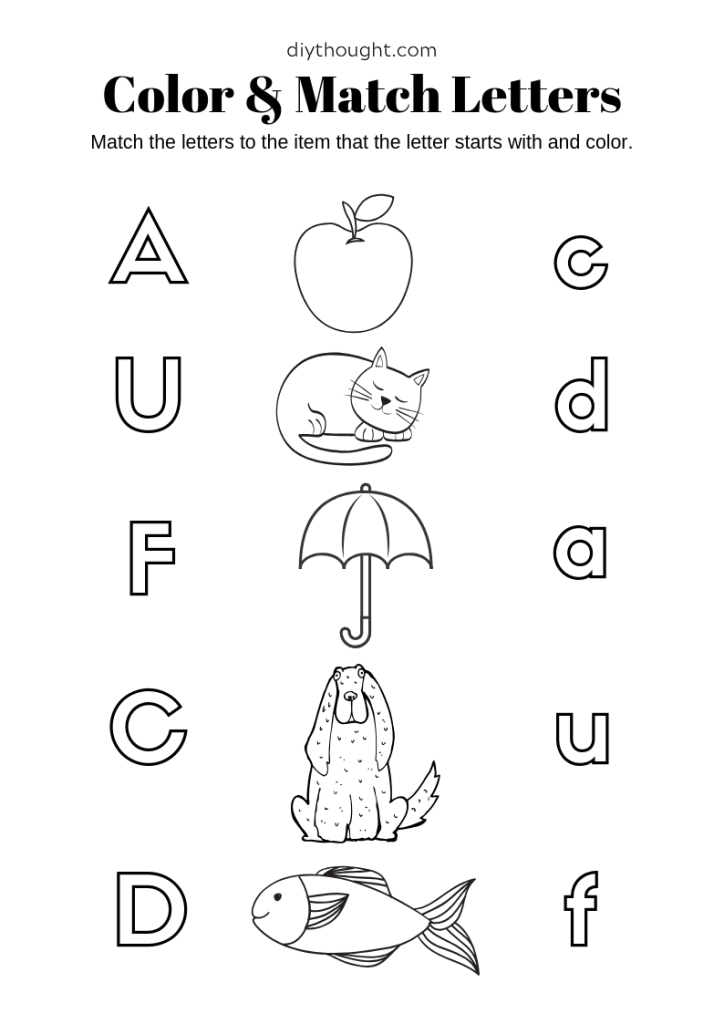 Free color match printable worksheets