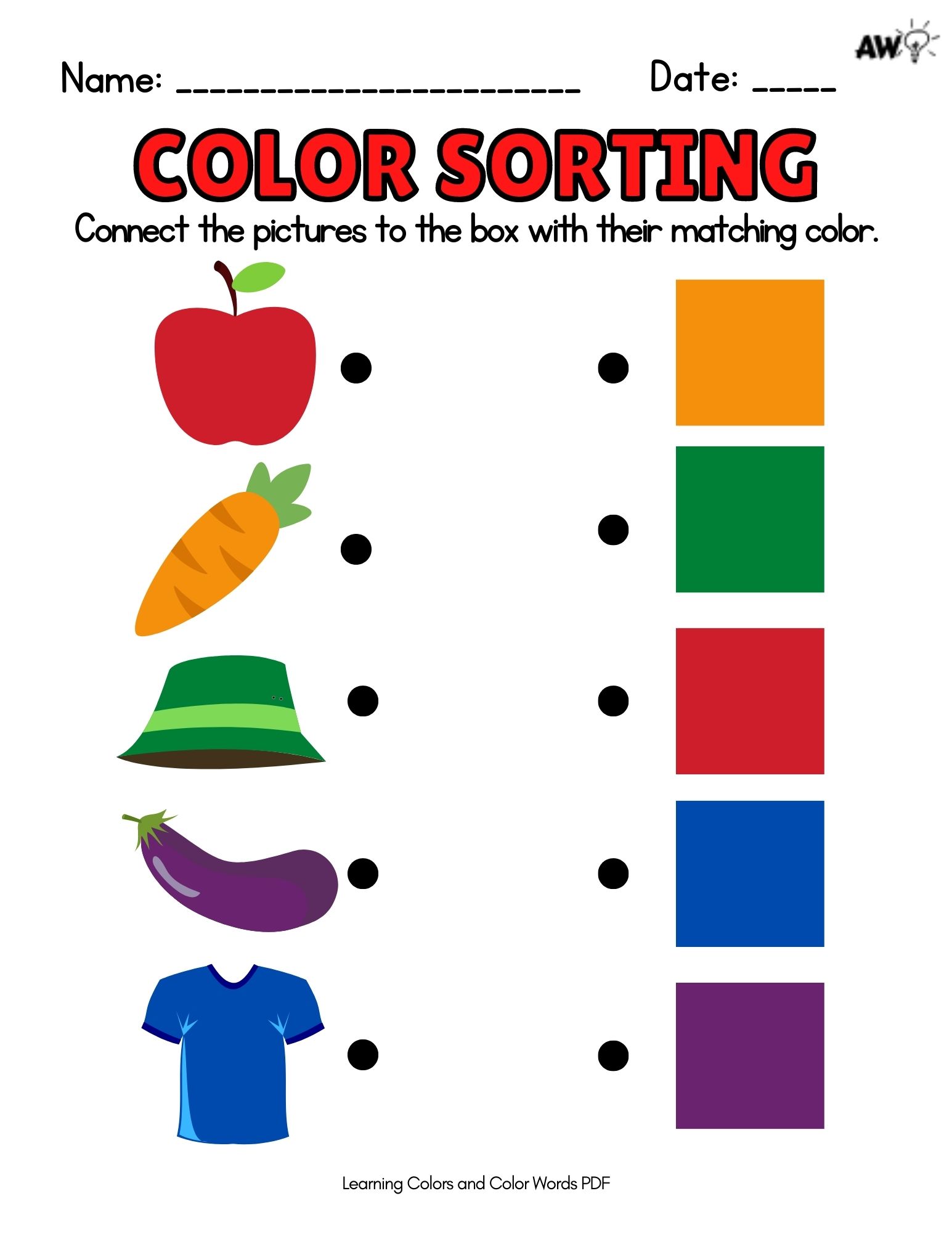 Matching colors worksheets