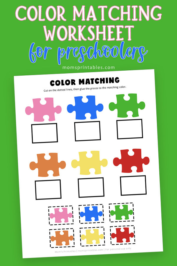 Free printable color matching worksheet