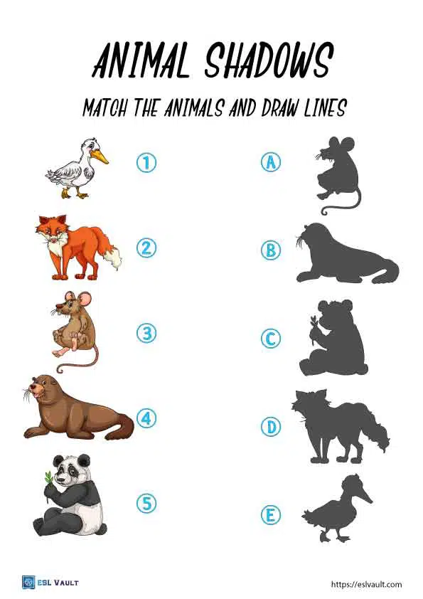 Free printable shadow matching worksheets