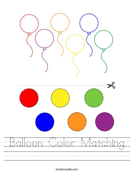 Balloon color matching worksheet