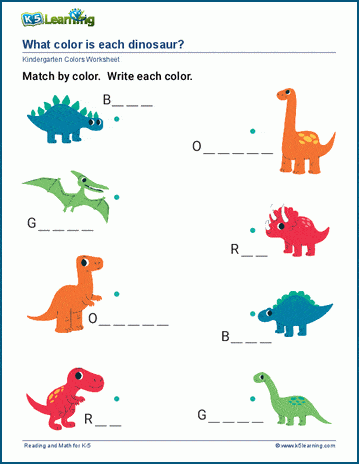 Match and write colors worksheets k learning
