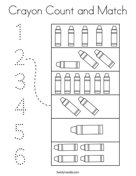 Crayon count and match coloring page