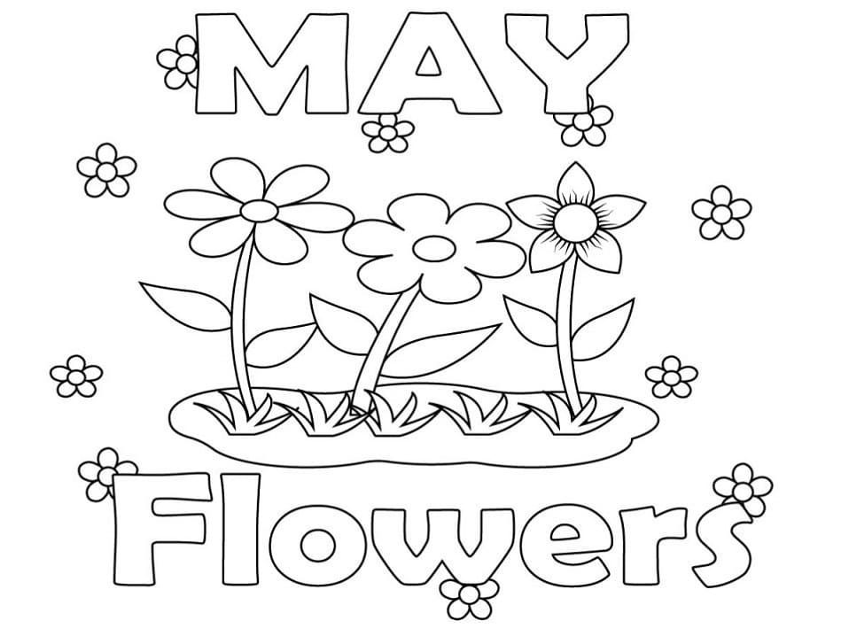 May flowers coloring page