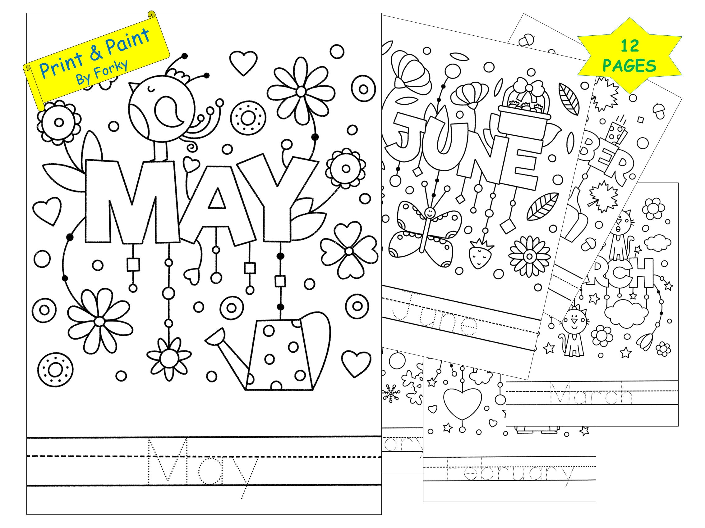 Pages printable months colouring pages digital coloring worksheets for preschool kids learning fun party activity baby shower gifts download now