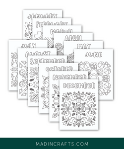 Months of coloring pages printable bundle â mad in crafts
