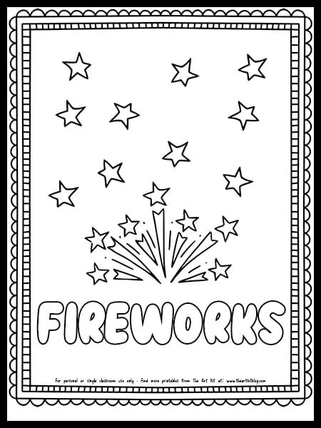 Fireworks coloring page â easy free to download â the art kit