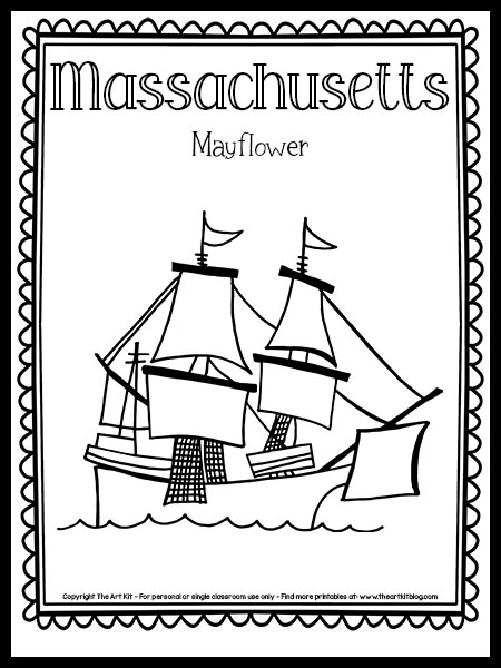Massachusetts mayflower coloring page free printable â the art kit