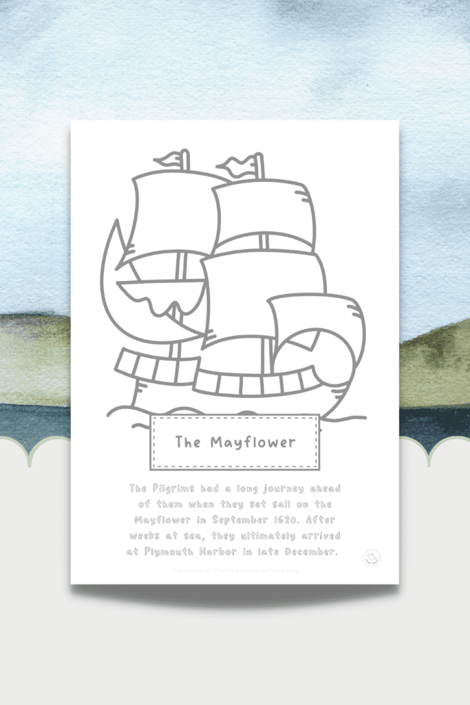 Check out this cute mayflower coloring page before you miss the boat