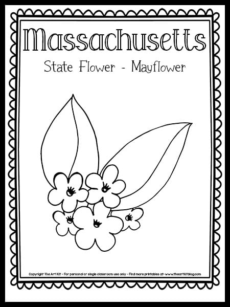 Massachusetts state flower coloring page the mayflower free printable â the art kit