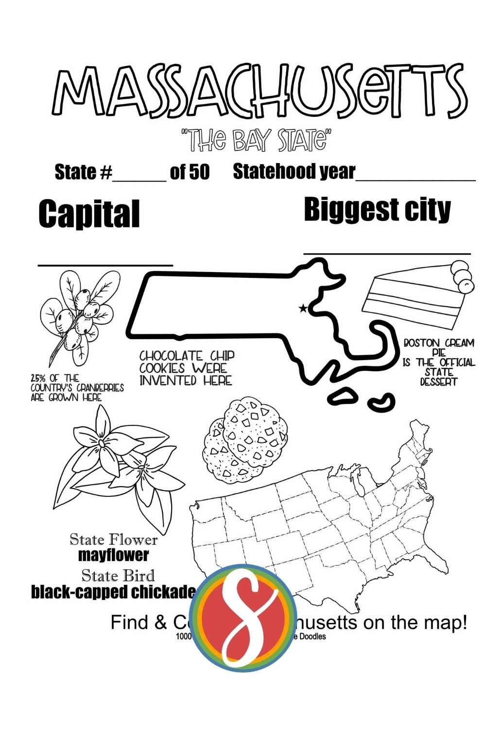 Free massachusetts coloring pages â stevie doodles