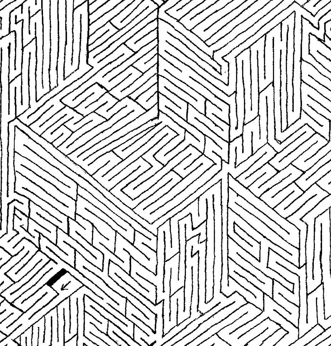 M c escher inspired hand drawn d maze instant download