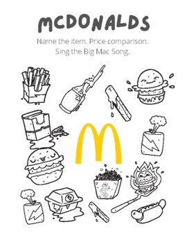 Prices mcdonalds menu parison food math esl efl ela research