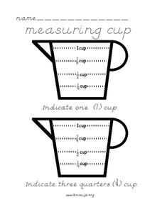 Measuring cups for cooking lesson plans worksheets