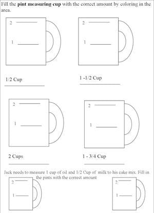 Kitchen measuring chart worksheets