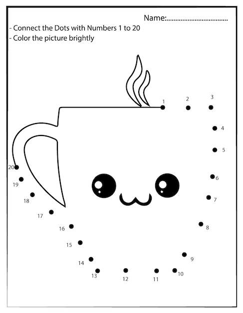 Premium vector dot to dot kawaii coloring page cartoon sweet design printable activity worksheet for children
