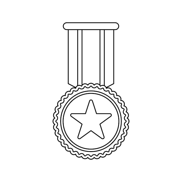 Premium vector coloring page with medal for kids