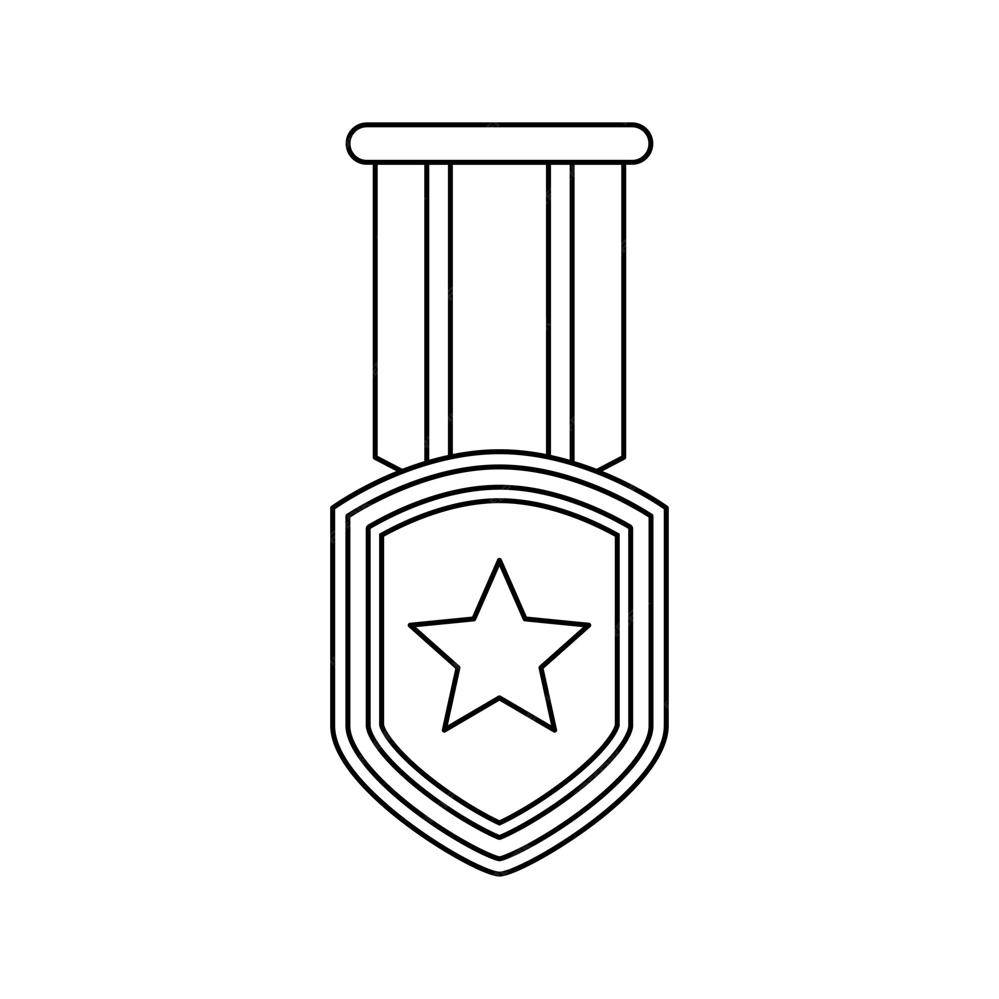 Premium vector coloring page with medal for kids