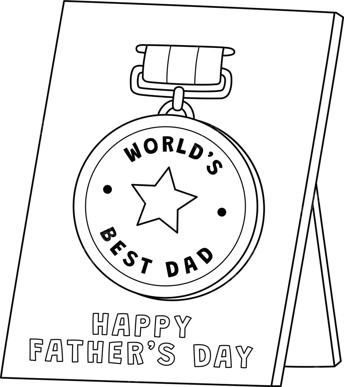 Happy fathers day medal isolated coloring page great man outline design vector man drawing ring drawing fathers day drawing png and vector with transparent background for free download