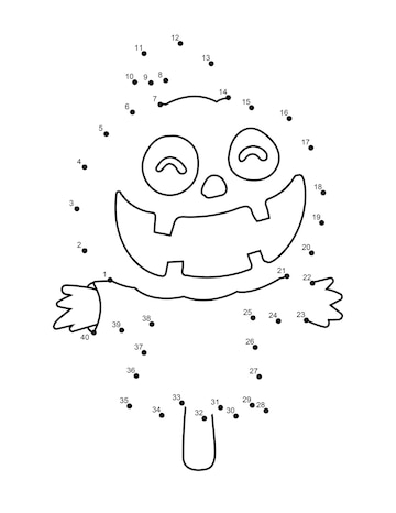 Premium vector halloween dot to dot coloring pages halloween connect the dot page