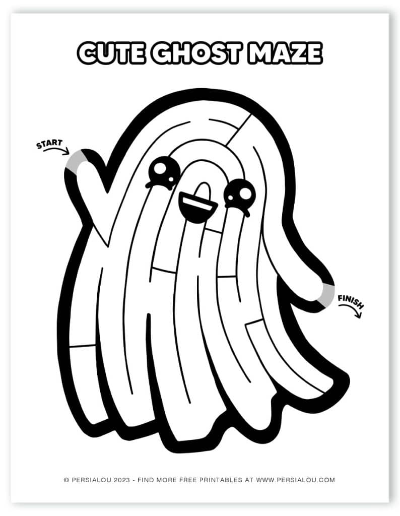Free halloween printable maze worksheets for kids and adults
