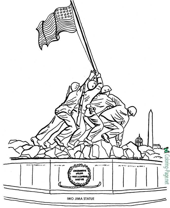 Memorial day coloring pages iwo jima