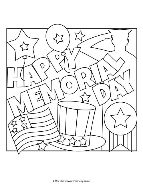 Memorial day color by number free printable mrs merry