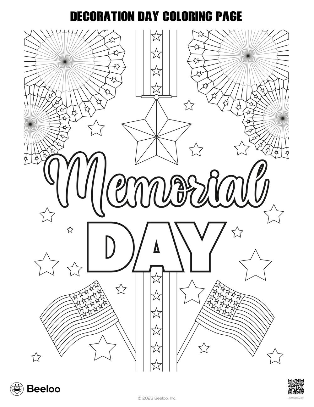 Decoration day coloring page â printable crafts and activities for kids