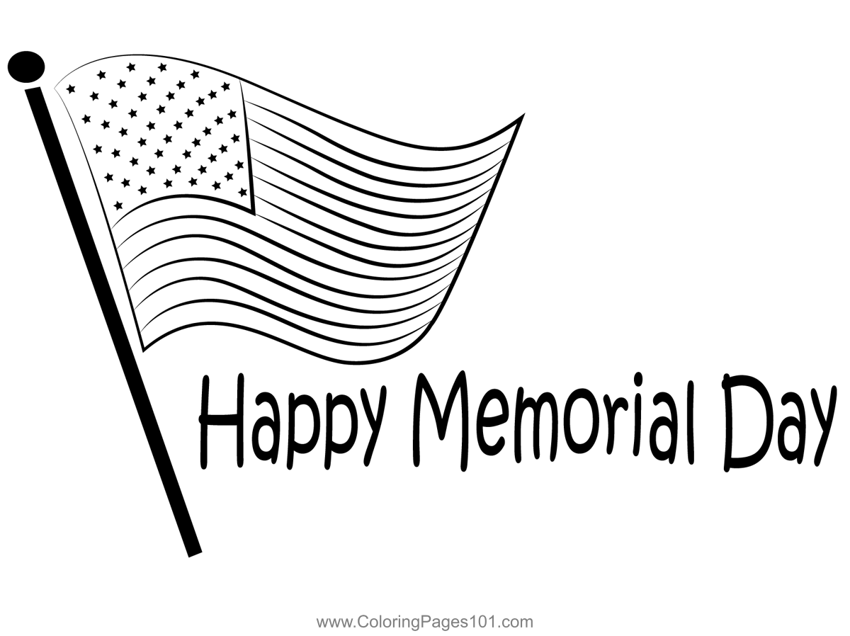 Flag memorial day coloring page for kids