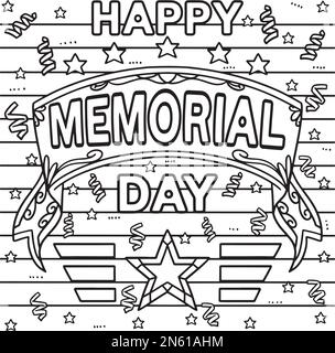 Happy memorial day coloring page for kids stock vector image art