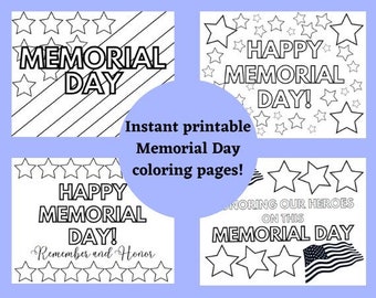 Printable memorial day coloring pages instant download memorial day sheets memorial day cards schoolchurch coloring pages instant download