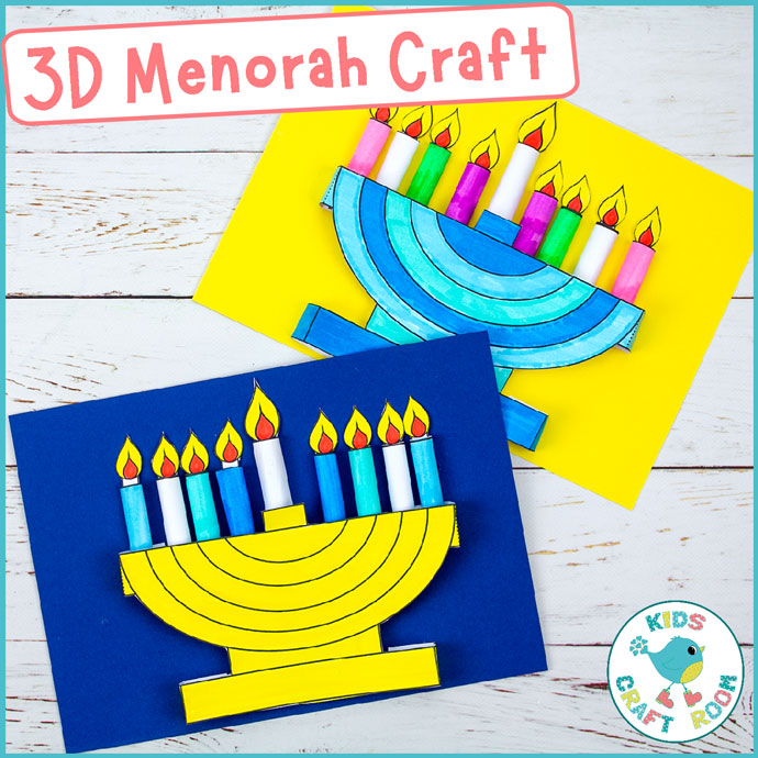 D menorah craft and hanukkah cards â kids craft room