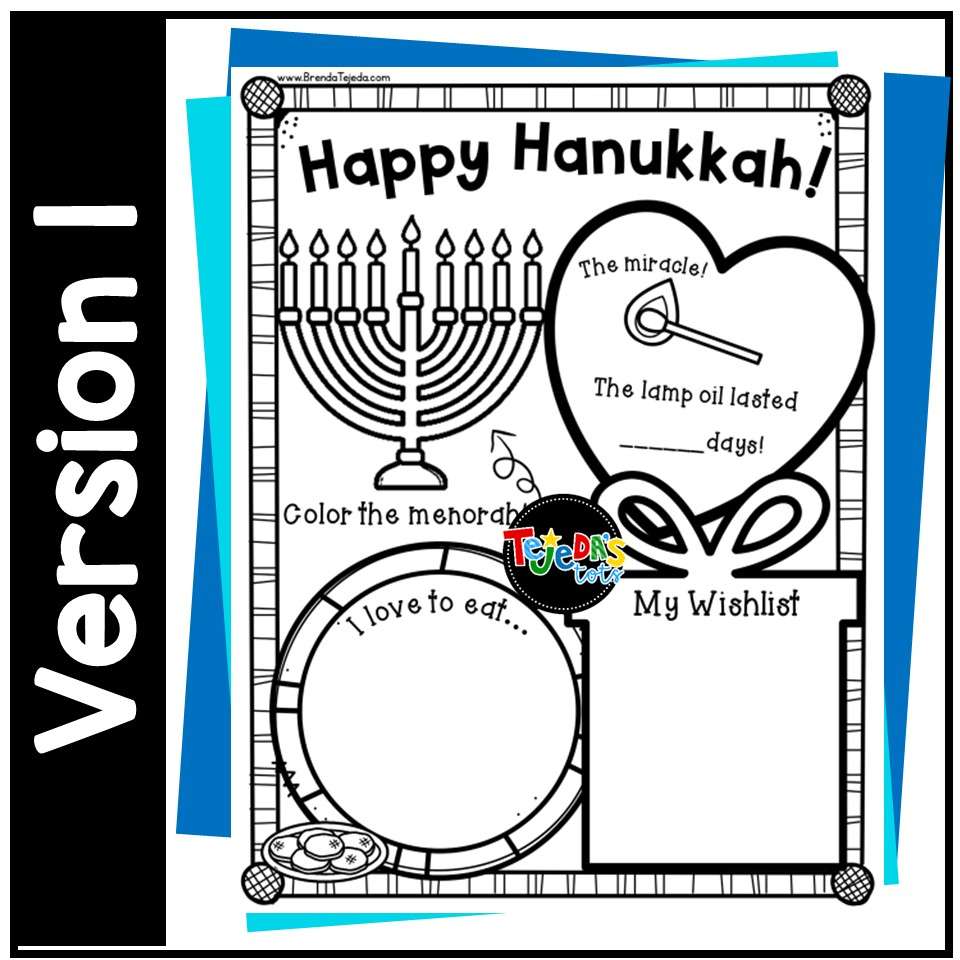 Hanukkah chanukah coloring pages activity posters kindergarten first grade