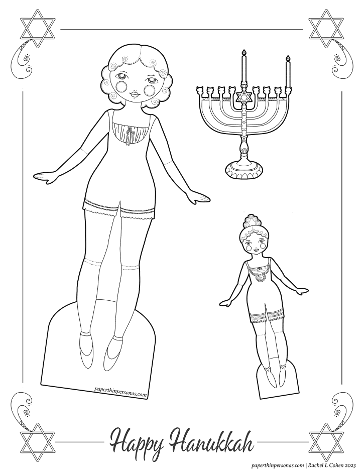 Hanukkah paper dolls to print and color
