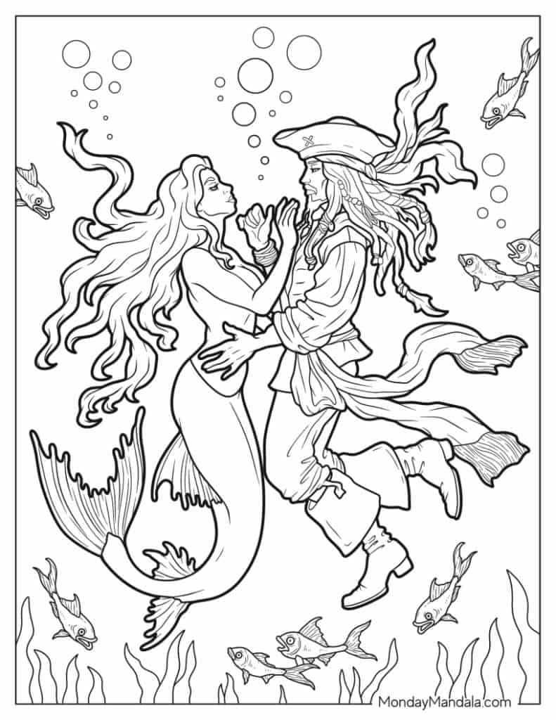 Mermaid coloring pages free pdf printables