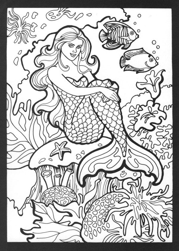 Mermaid coloring pages for adults